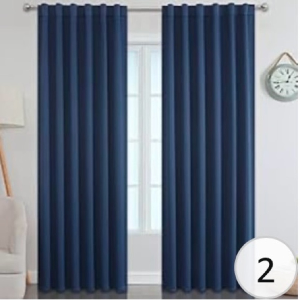 Estelar Textiler Navy Blue Blackout Curtains 84 Inches Long